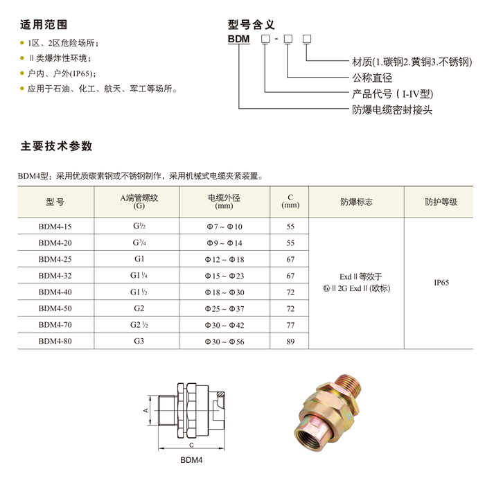 BDM4系列防爆隔离密封管接头