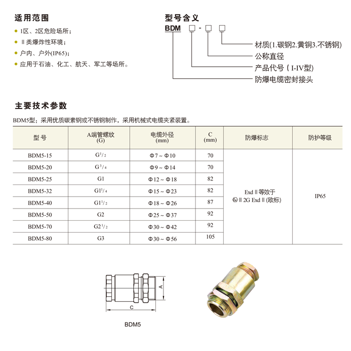 BDM5系列防爆隔离密封管接头