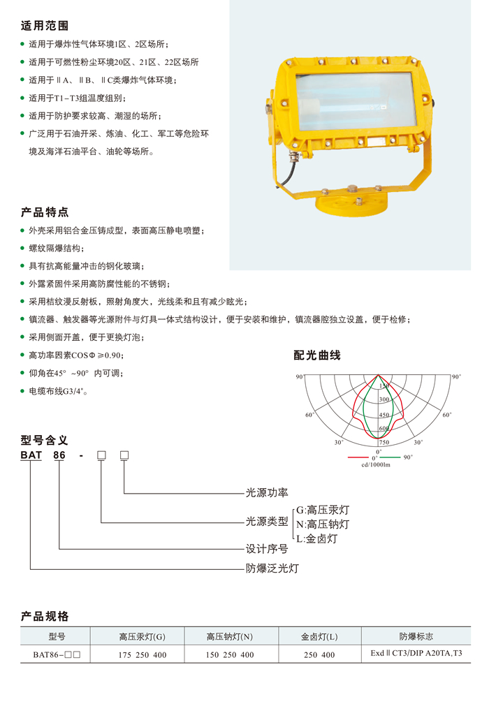 BAT86系列隔爆型防爆泛光灯