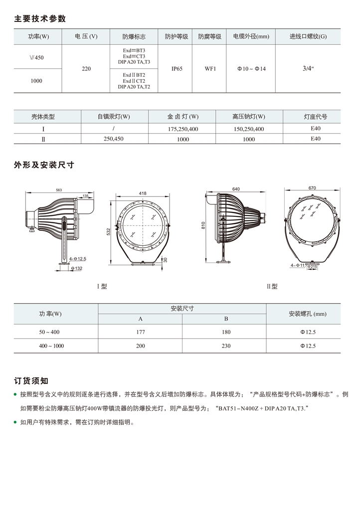 BAT51系列防爆投光灯