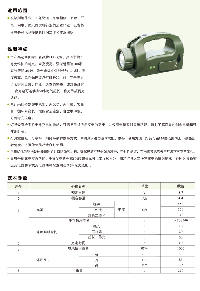 WJ751手摇式充电巡检工作灯