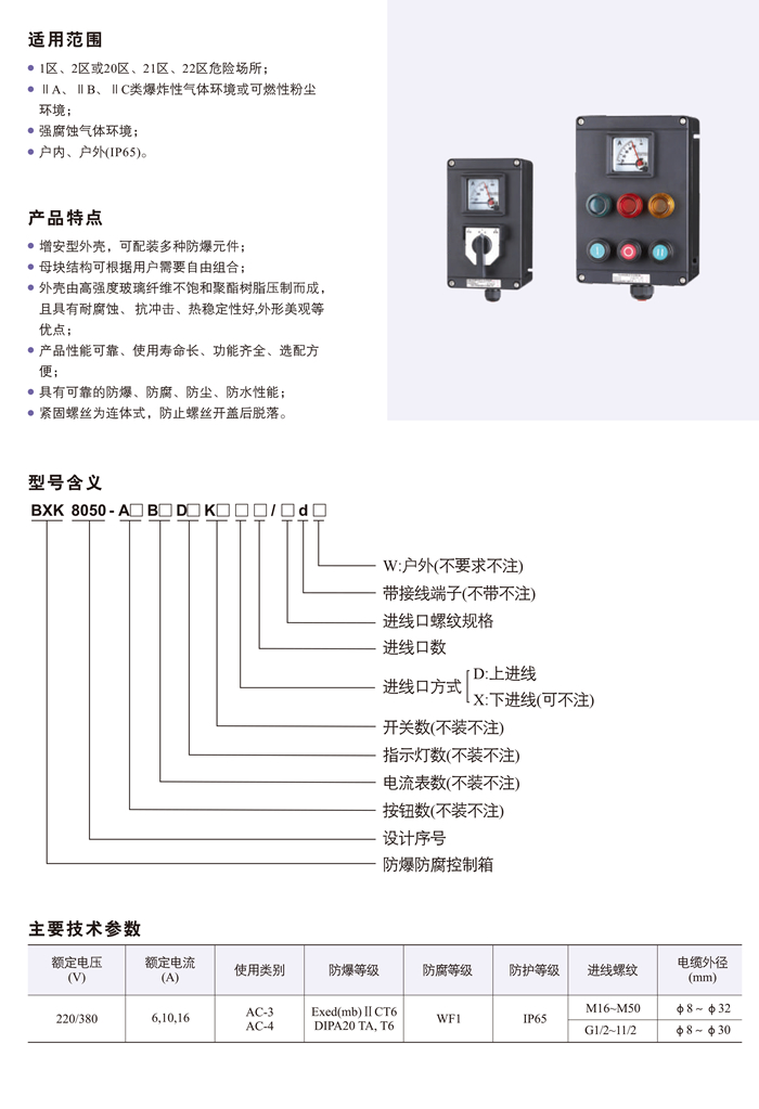 BXK8050防爆防腐控制箱